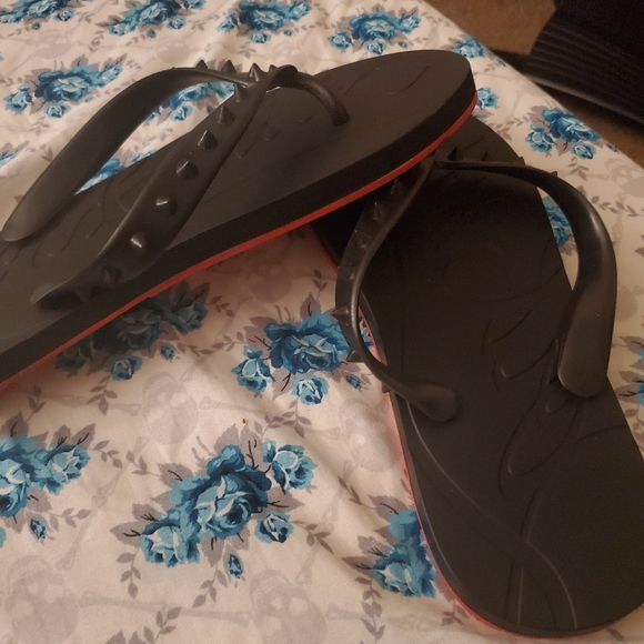 red bottom flip flops